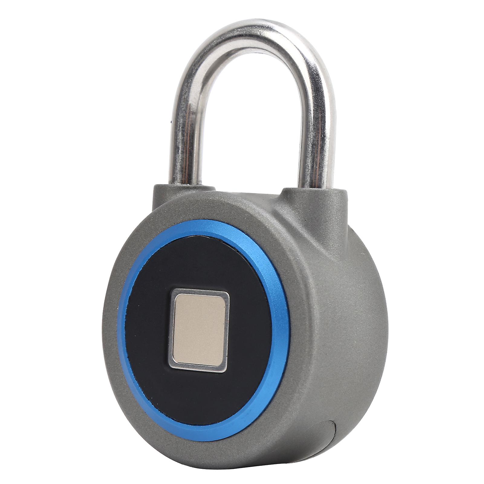 Fingerprint Portable Bluetooth Lock Smart Padlock Keyless Antitheft Security Door Tool Ip65 Waterproof For Bag Drawer Suitcasegray Blue