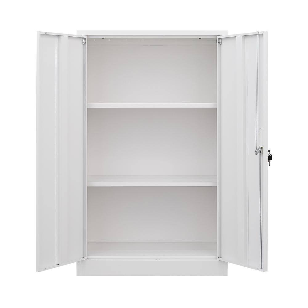 URTR White Folding File Cabinet with 2 Adjustable Shelves Metal Cabinet with 2-Doors and Lock for Office Garage Home T-02024-65