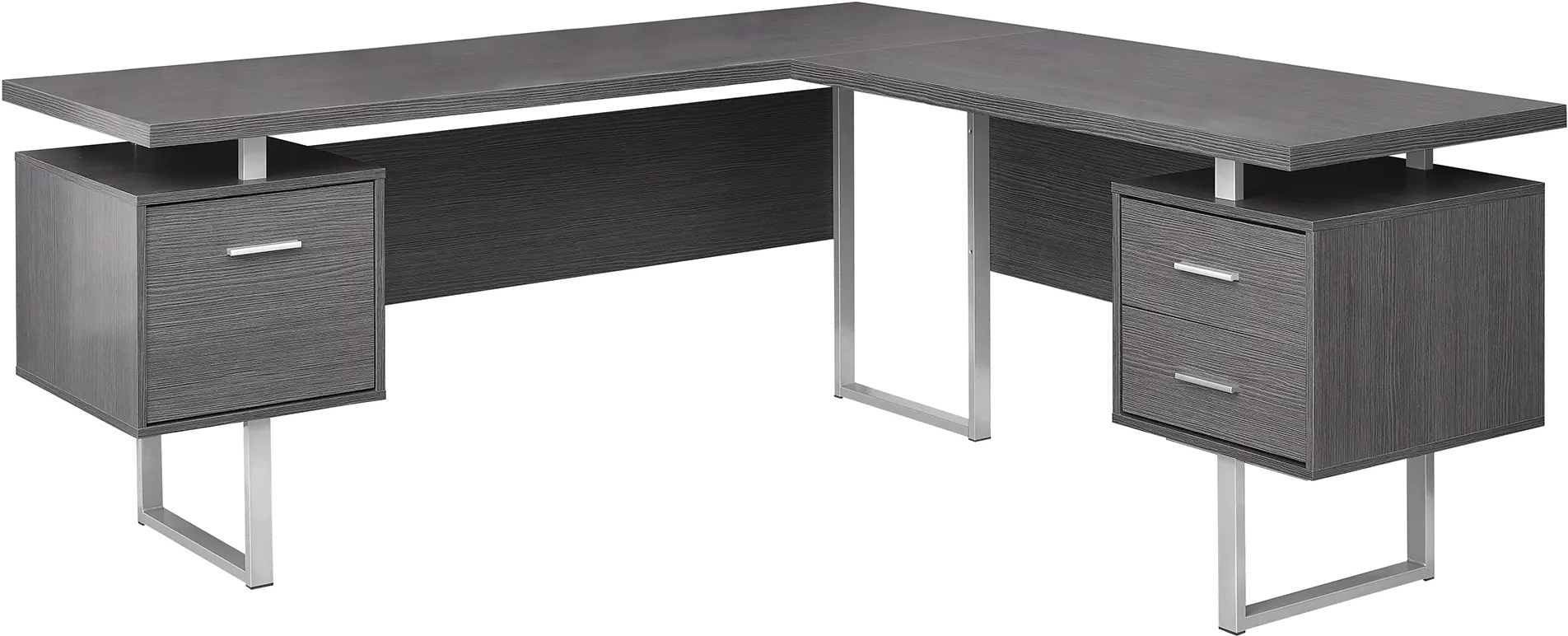 Gray 60 Inch L-Shaped Computer Desk