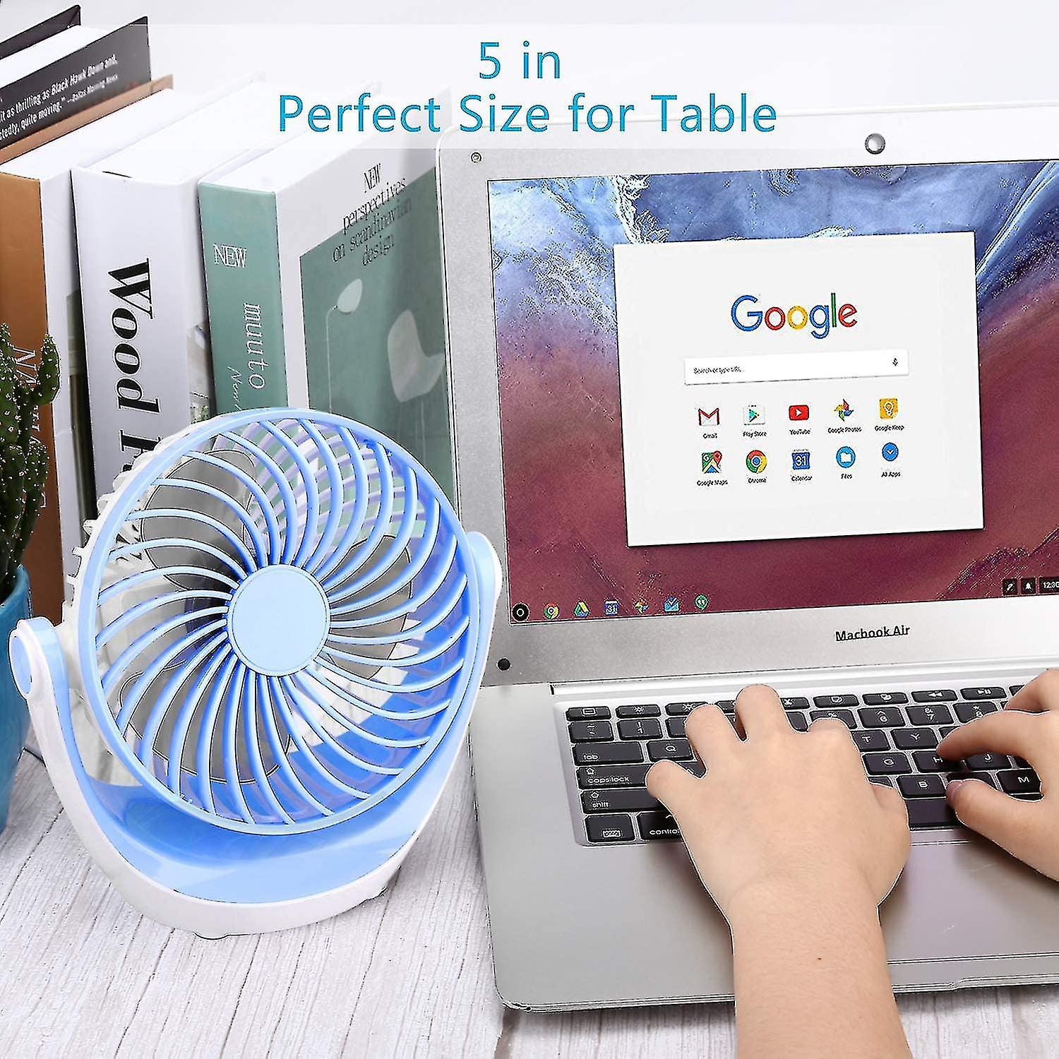 Usb Desk Fan Small Desk Fan Atmospheric Airflow Ultra-quiet Portable Fan Speed Adjustable Head 360r