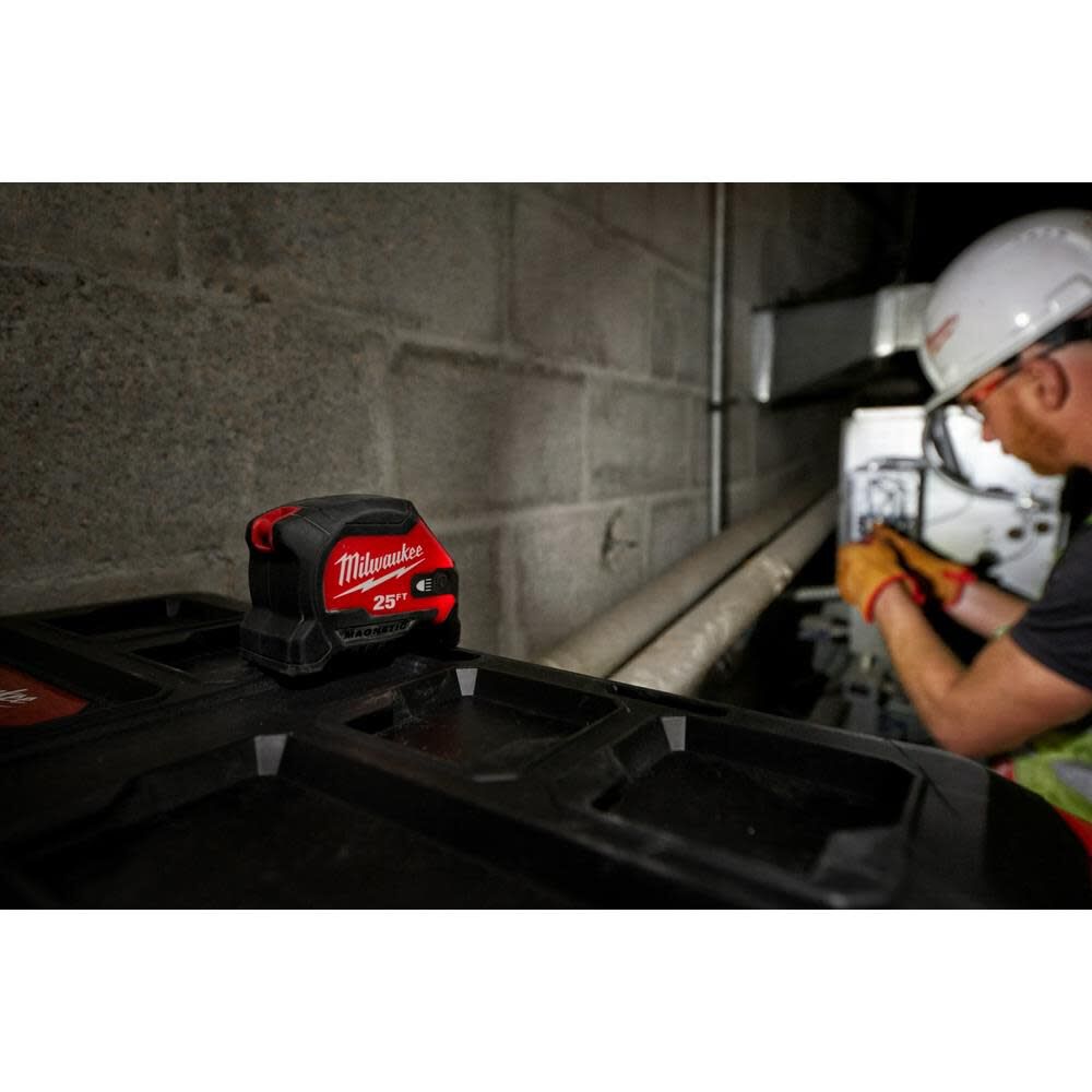 Milwaukee 25ft Wide Blade Magnetic Tape Measure with 100L Light 48-22-0428 from Milwaukee