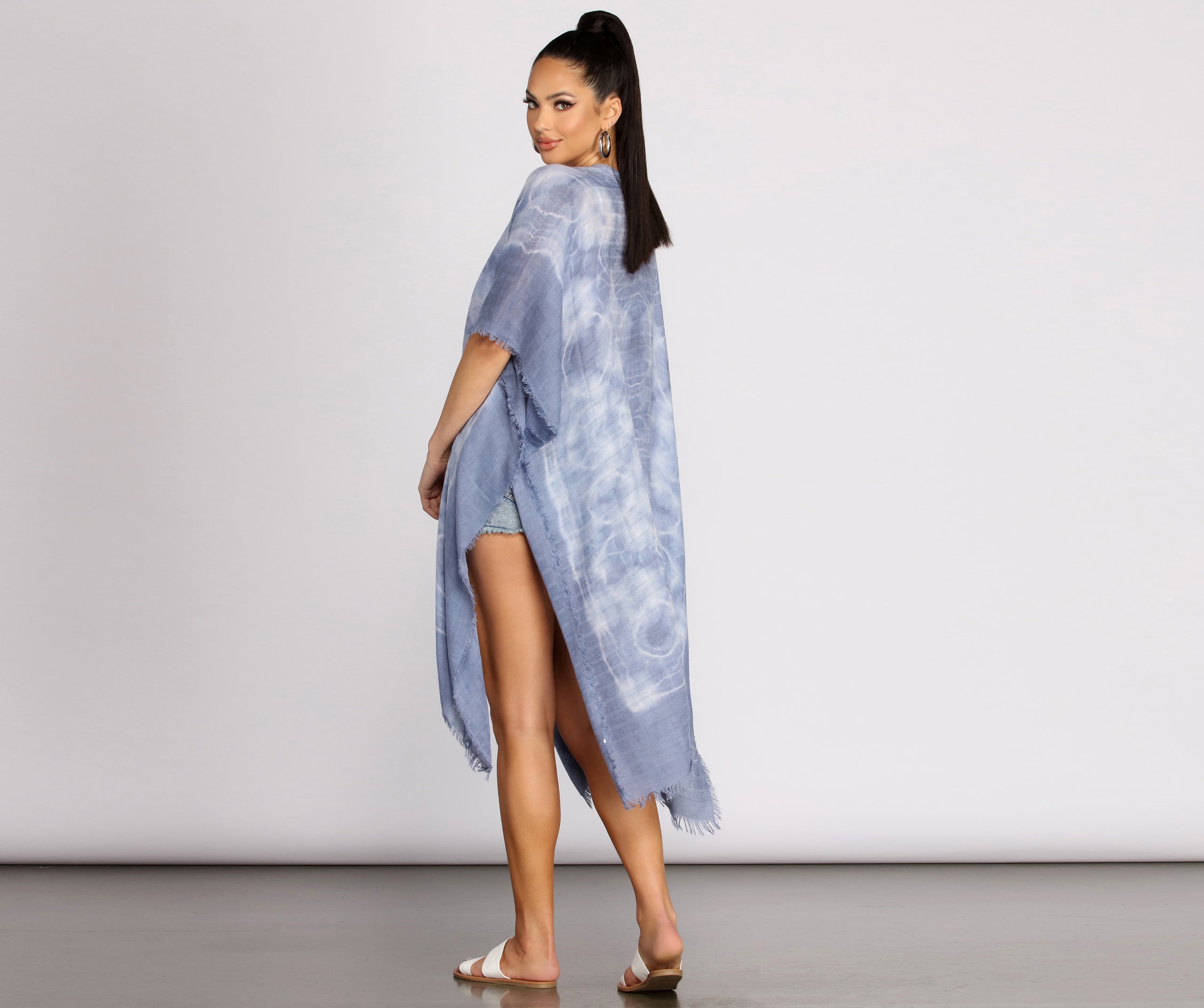 Color Splash Tie Dye Tie Front Kimono