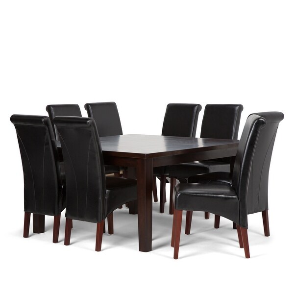 WYNDENHALL Franklin Transitional 9 Pc Dining Set with 6 Upholstered Dining Chairs and 54 inch Wide Table