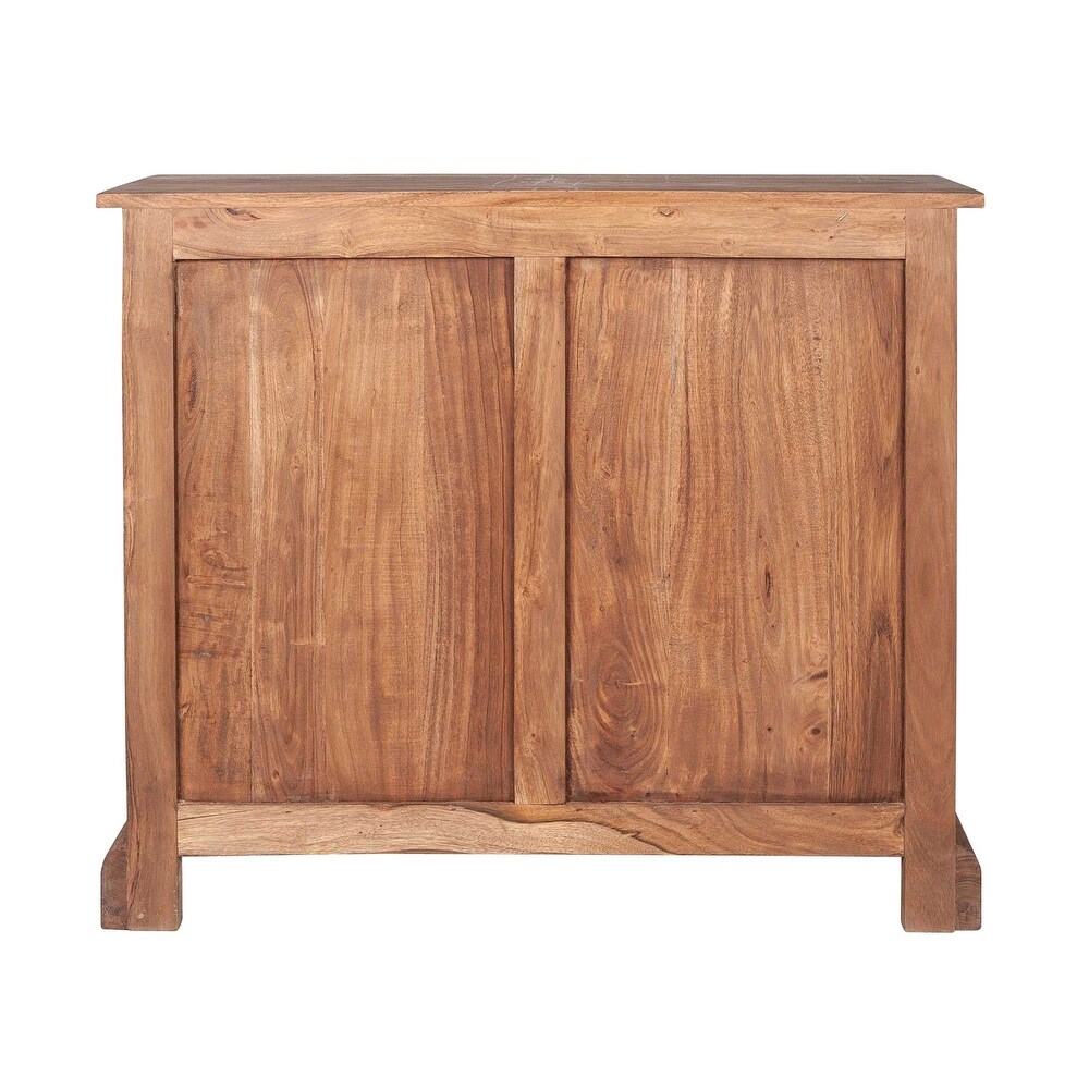 East at Main Natural Solid Wood 2 Door Mirrored Accent Cabinet