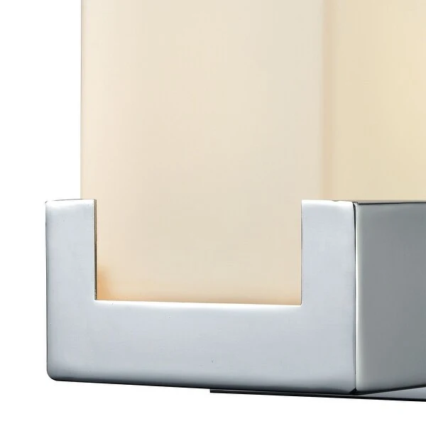 Balcony 1-Light Vanity Sconce in Polished Chrome with Opal White Glass