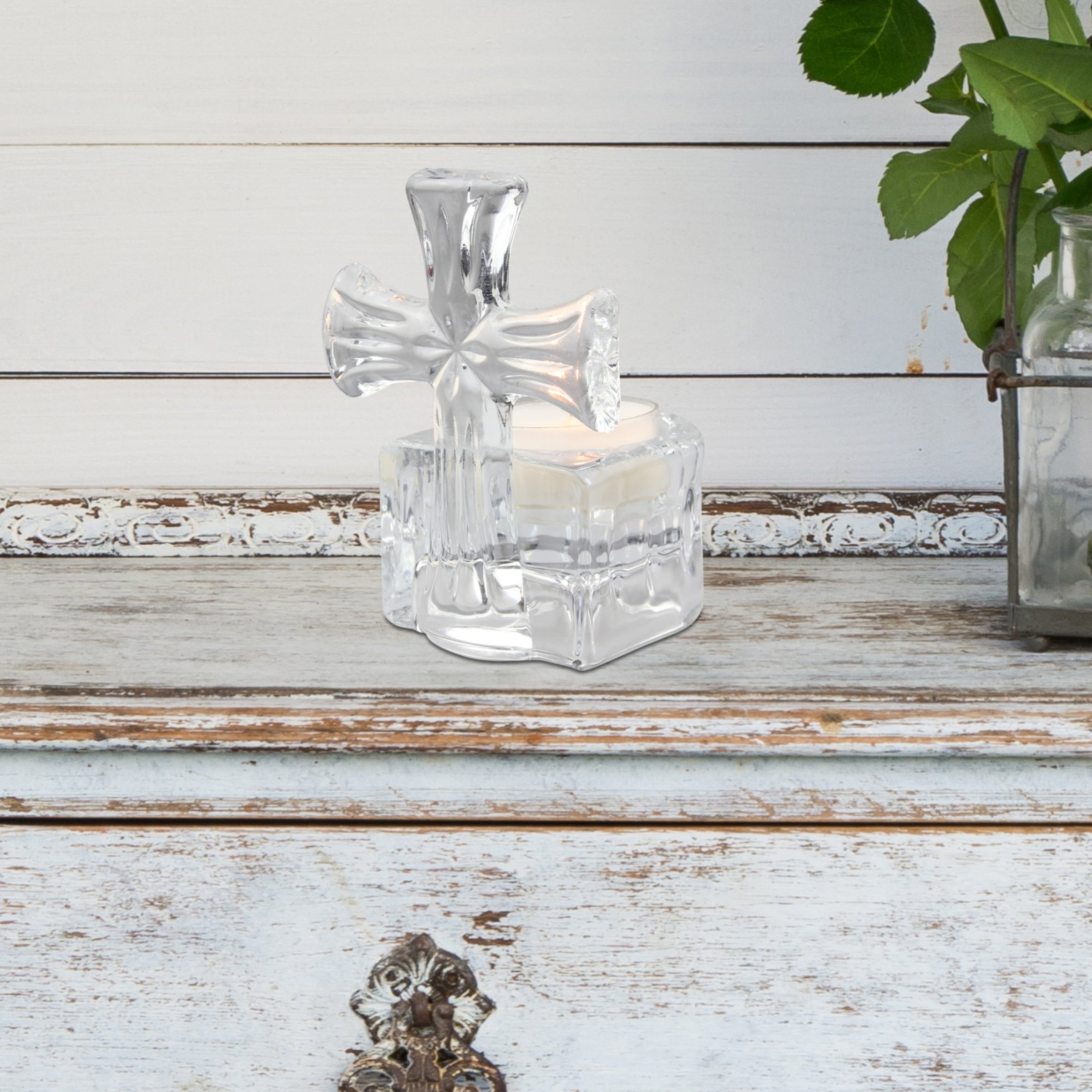 Better Homes and Gardens Religious Crystal Cross Tealight Candle Holder