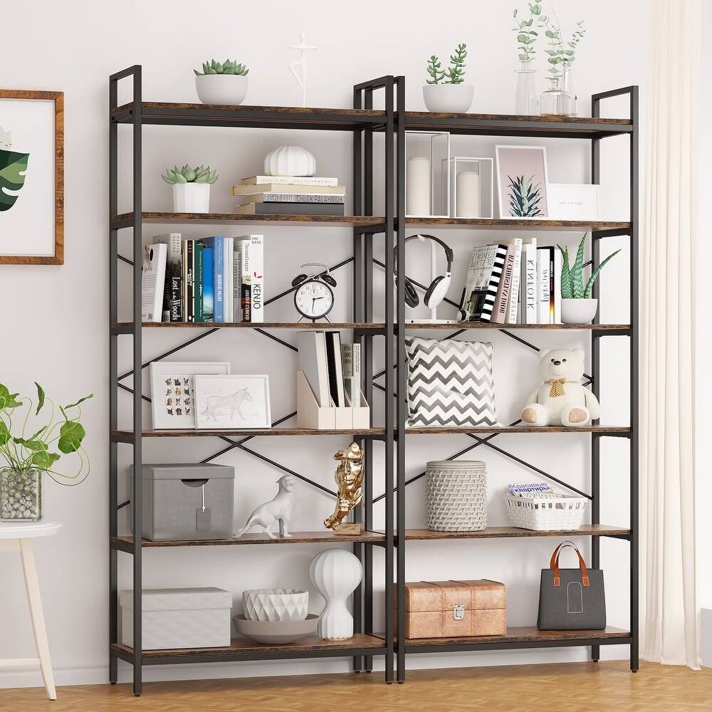 Bookshelf  Industrial Book Shelf Large Storage Shelves  Display Shelf Tall Bookcase Metal Bookshelves  6 Tier Bookcases