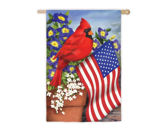 Evergreen Cardinal Glory Suede Garden Flag - 14S2016