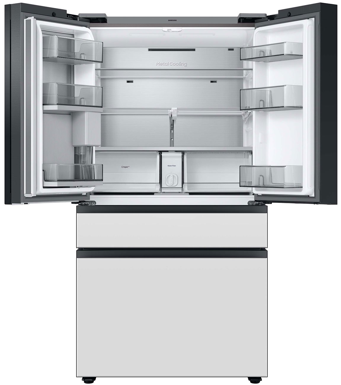  29 Cu. Ft. Custom Panel-Ready With White Glass Family Hub Panel BESPOKE 4-Door French Door Refrigerator