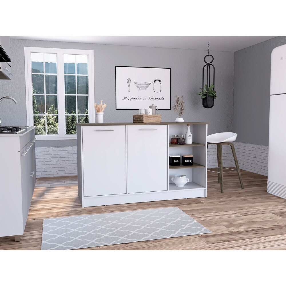 Boahaus Quimper Kitchen Base Cabinet (White   Dark Brown)