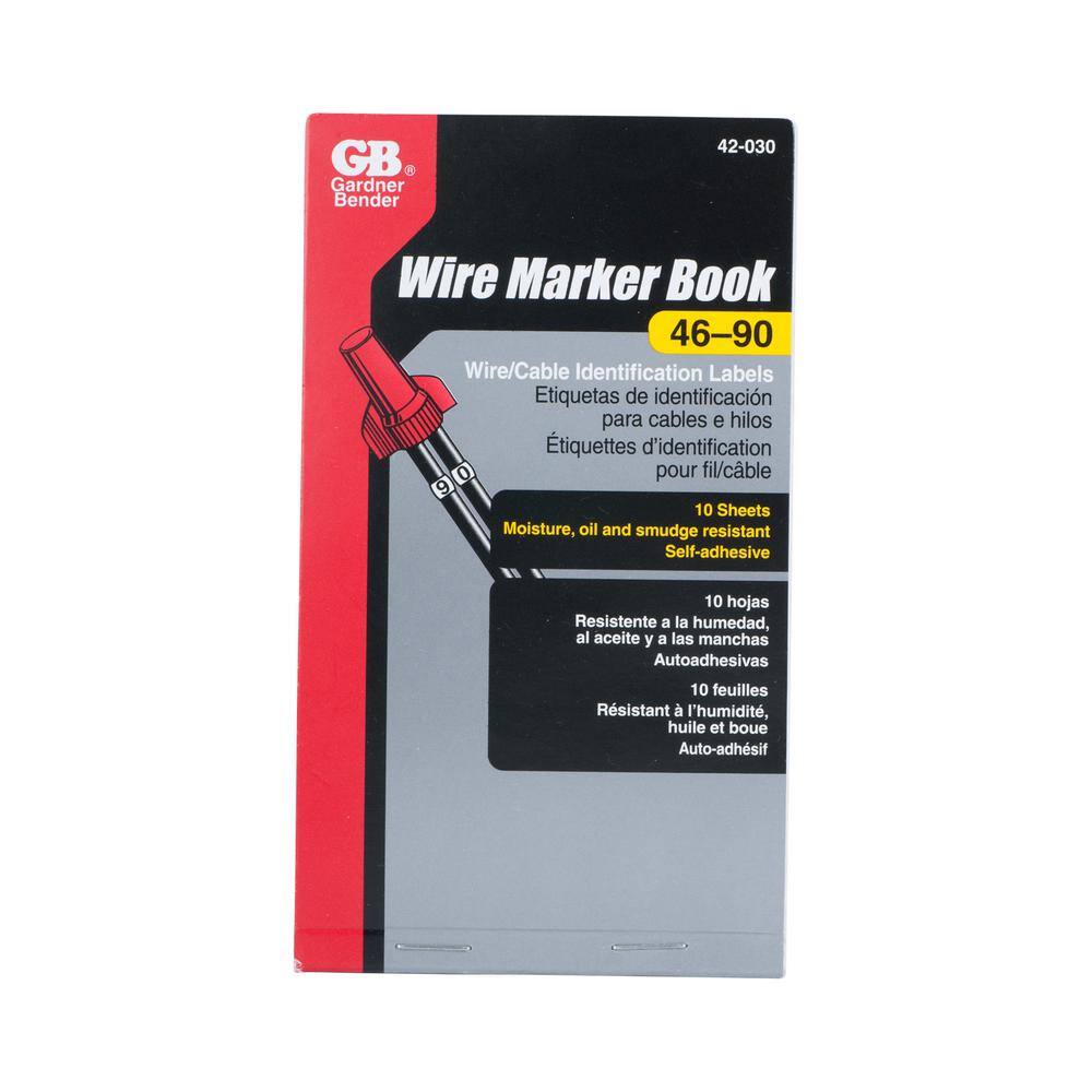 Gardner Bender Wire Marker Booklet Numbers 46-90 42-030