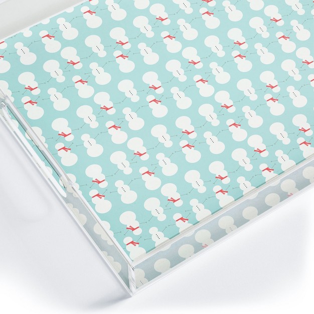 Allyson Johnson Cute Snowmen Acrylic Tray Deny Designs