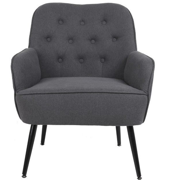 Modern Linen Upholstered Armchair With Metal Legs Modernluxe