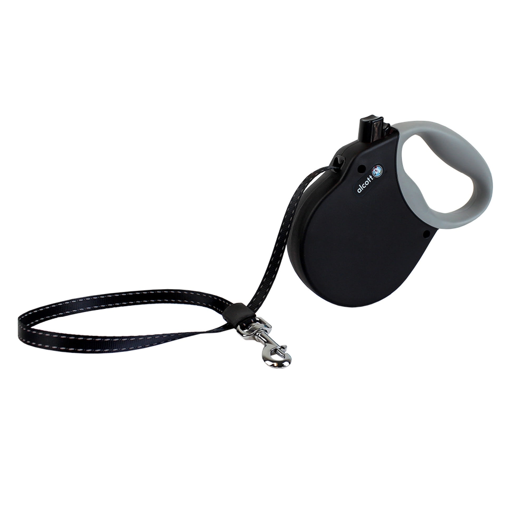 alcott Black Adventure Retractable Dog Leash for Dogs Up To 65 lbs.， 16 ft.