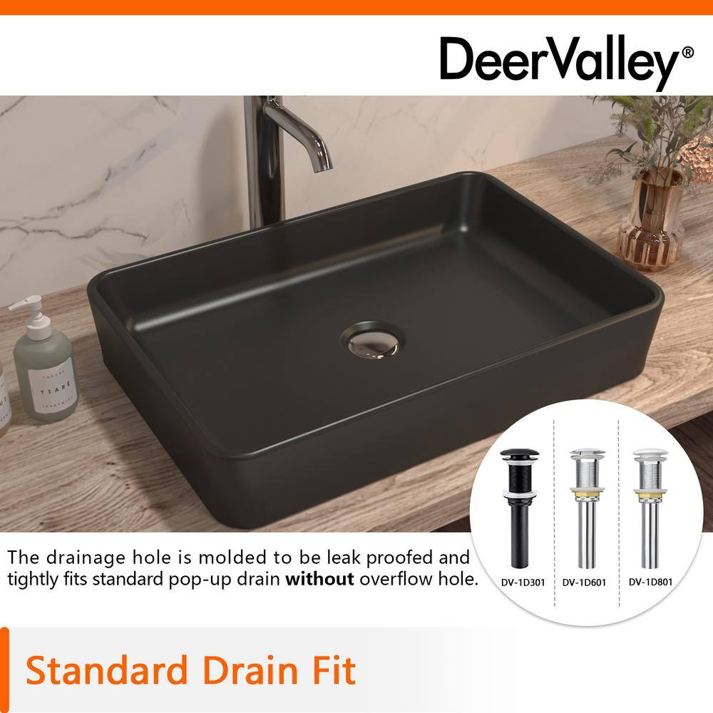 DEERVALLEY DeerValley Ally Black Ceramic Rectangular Vessel Bathroom Sink Not Included Facuet DV-1V0010