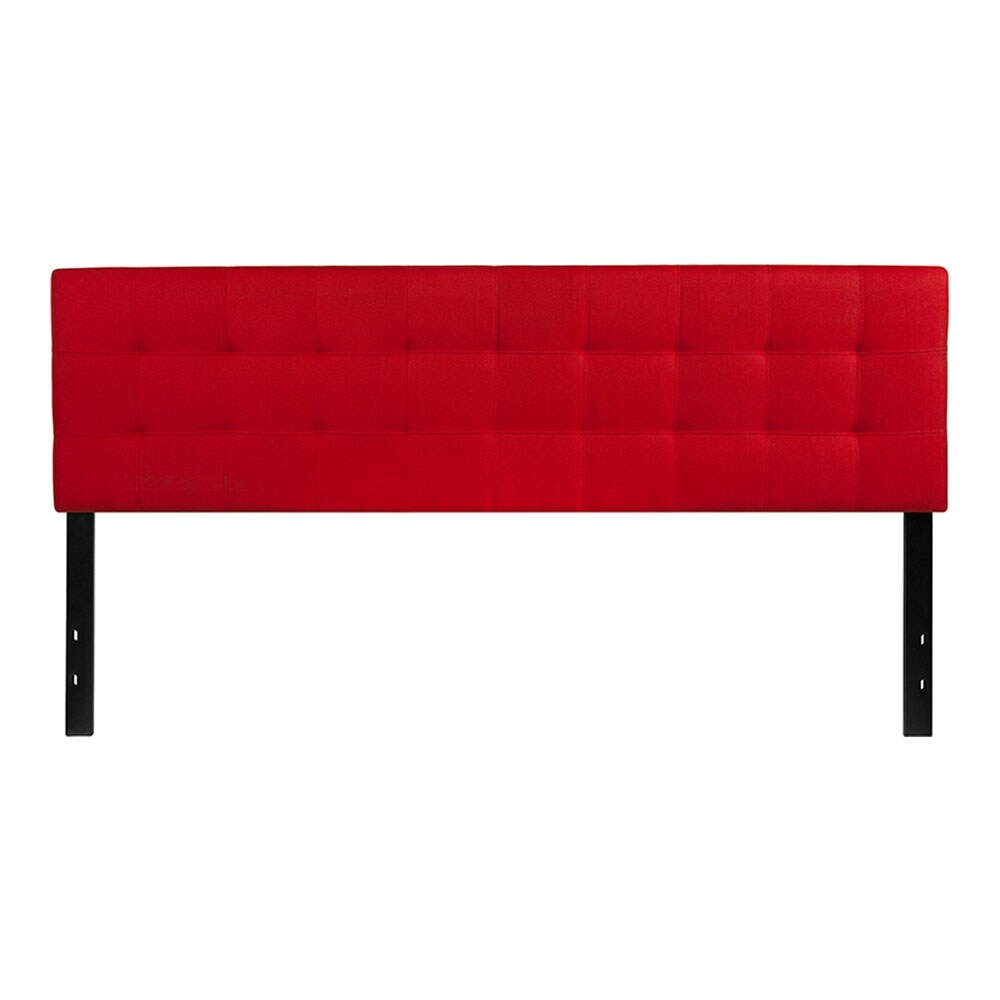 Offex Contemporary Tufted Upholstered King Size Panel Headboard in Red Fabric - - 27413778