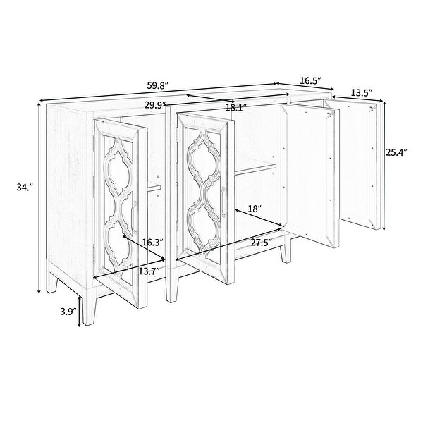 Modern Mirrored Console Table Sideboard for Living Room Dining Room