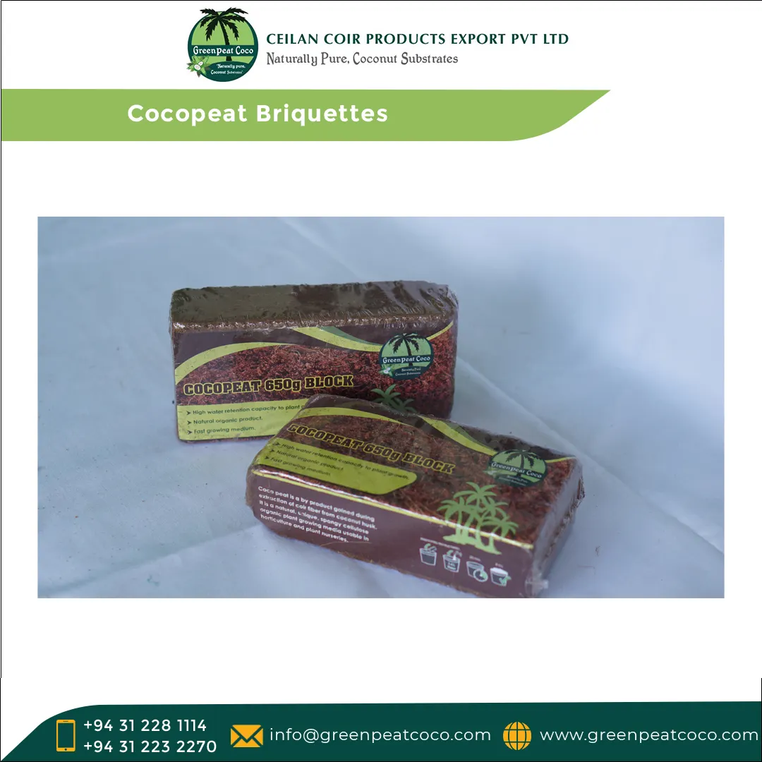 Genuine Supplier Widely Selling 100% Natural and Organic Chemical Free Cocopeat Briquettes with High Water Holding Capacity