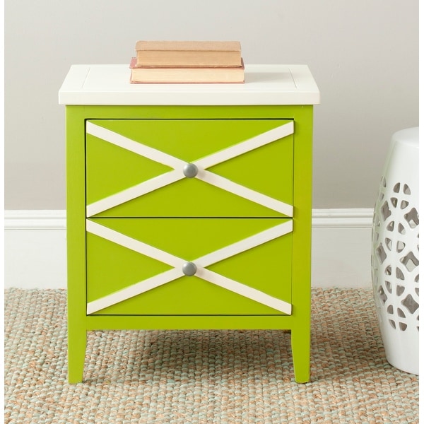 SAFAVIEH Sherrilyn Lime Green/ White Storage 2-drawer Side Table - 0