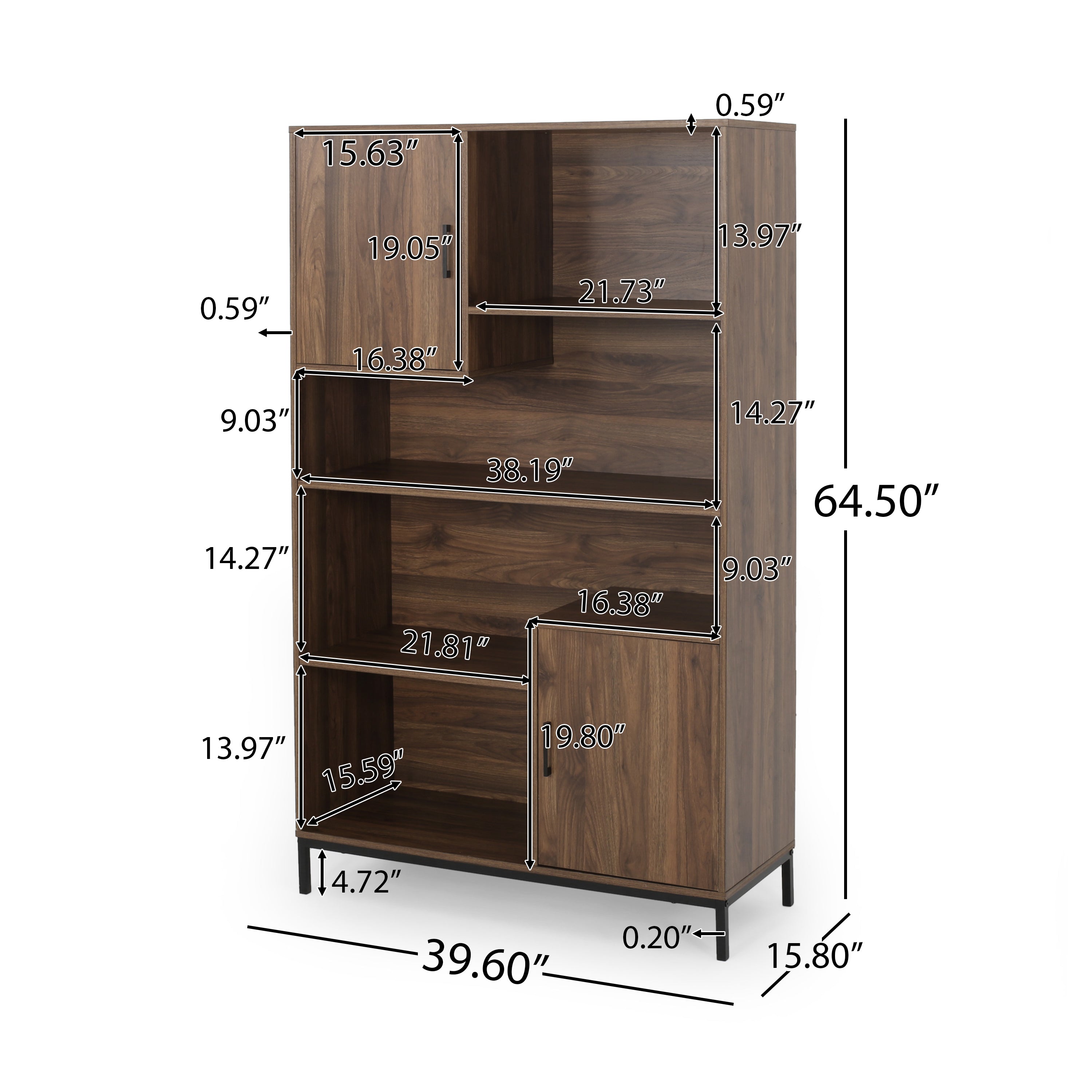 Joaquin Bookcase With Storage Cabinet