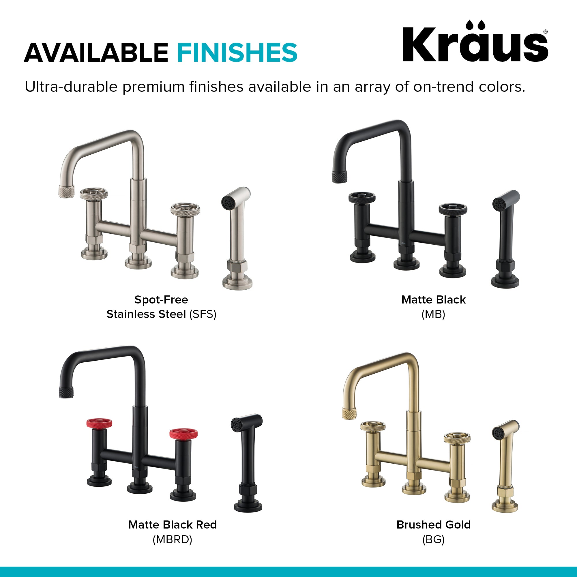 Kraus Urbix™ Industrial Bridge Kitchen Faucet with Side Sprayer in Spot Free Stainless Steel