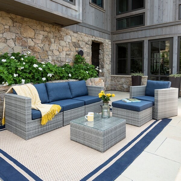 Corvus Trey Outdoor 6piece Aluminum Resin Wicker Sofa Set