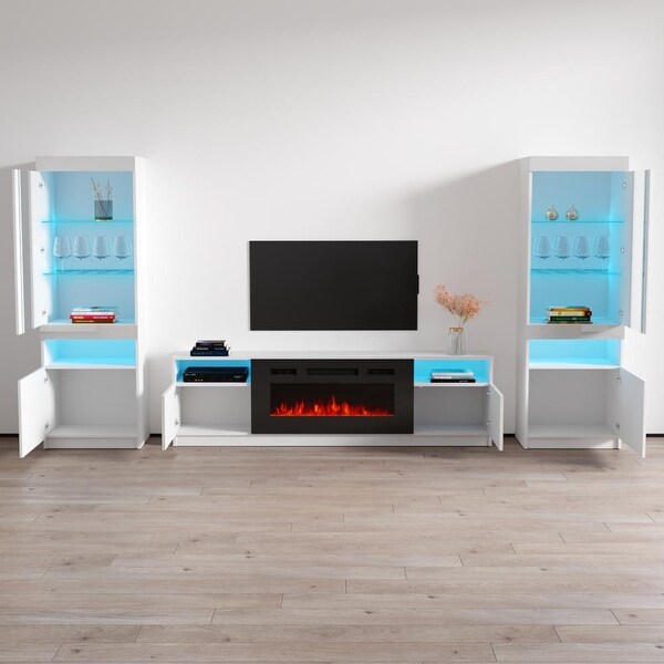 York 02 Electric Fireplace Wall Unit Entertainment Center