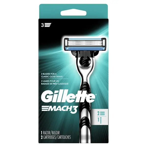 Gillette Mach3 Men's Razor Handle + 2 Blade Refills