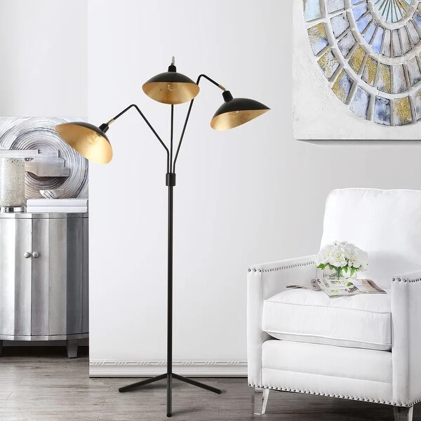 SAFAVIEH Lighting 70-inch Iris Black/ Gold Floor Lamp - 40-51