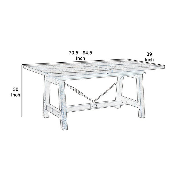 Wooden Dining Table with Extendable Leaf and Block Legs， Brown