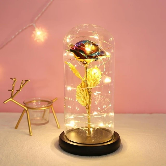 Galaxy Rose Led Fairy Lamp |  Rose Gold Flower |Galaxy Rose Glass