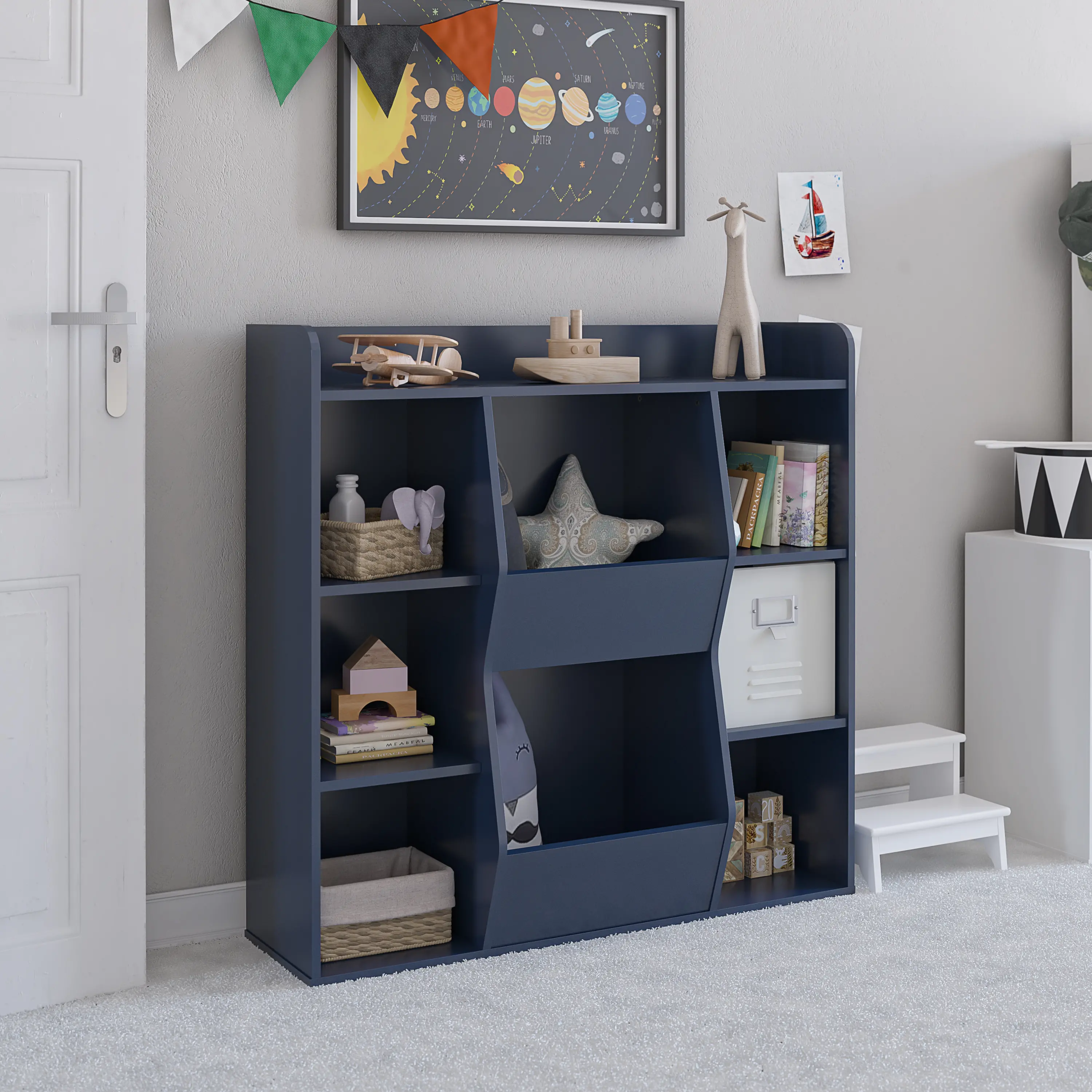 Tyler Kids Navy Toy Storage Bookcase