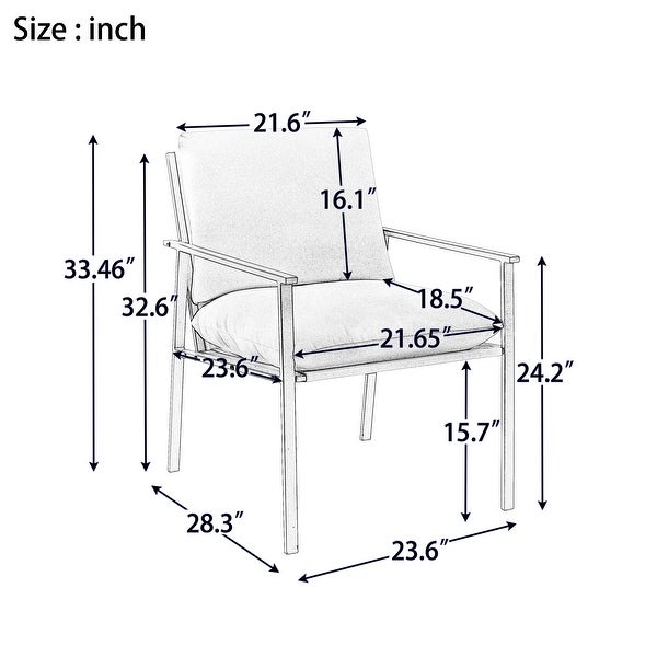 White Linen Accent Chair with Thick Padded Backrest and Seat Cushion