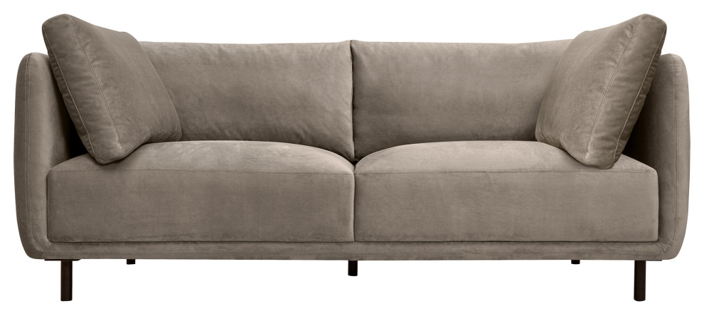 Serenity 79 quotFossil Gray Velvet Sofa with Black Metal Legs   Transitional   Sofas   by Armen Living  Houzz