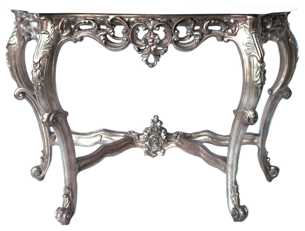 Rosia 53 quotWhite Marble Console Table   Victorian   Console Tables   by Infinity Furniture  Houzz