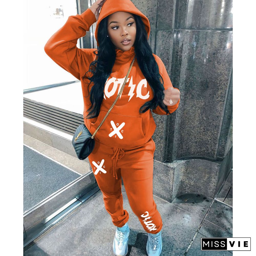 Hooded Sweatshirt+Drawstring Pants 2 Pieces Sets