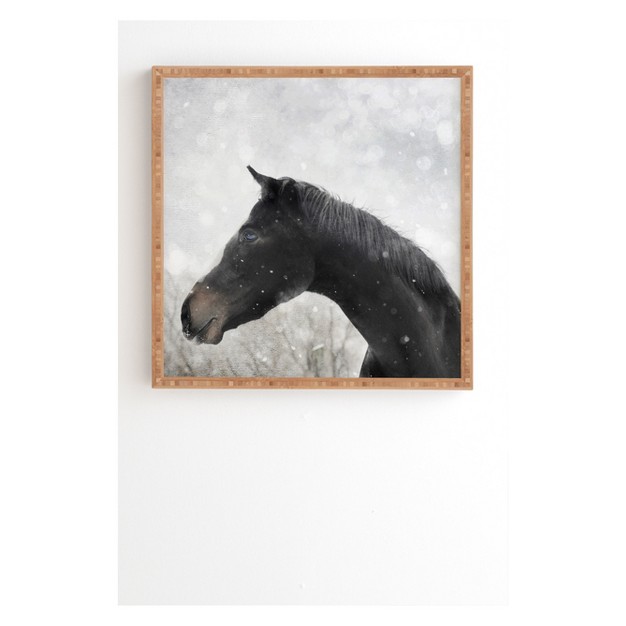 Chelsea Victoria Winter Horse Framed Wall Art Poster Print Brown Deny Designs