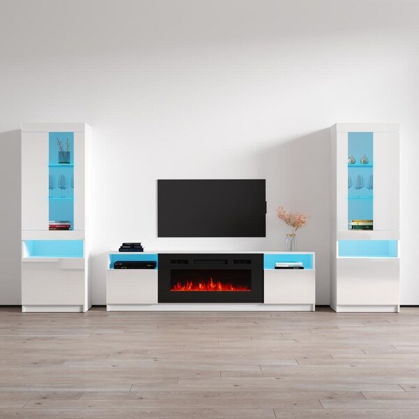 York 02 Electric Fireplace Wall Unit Entertainment Center