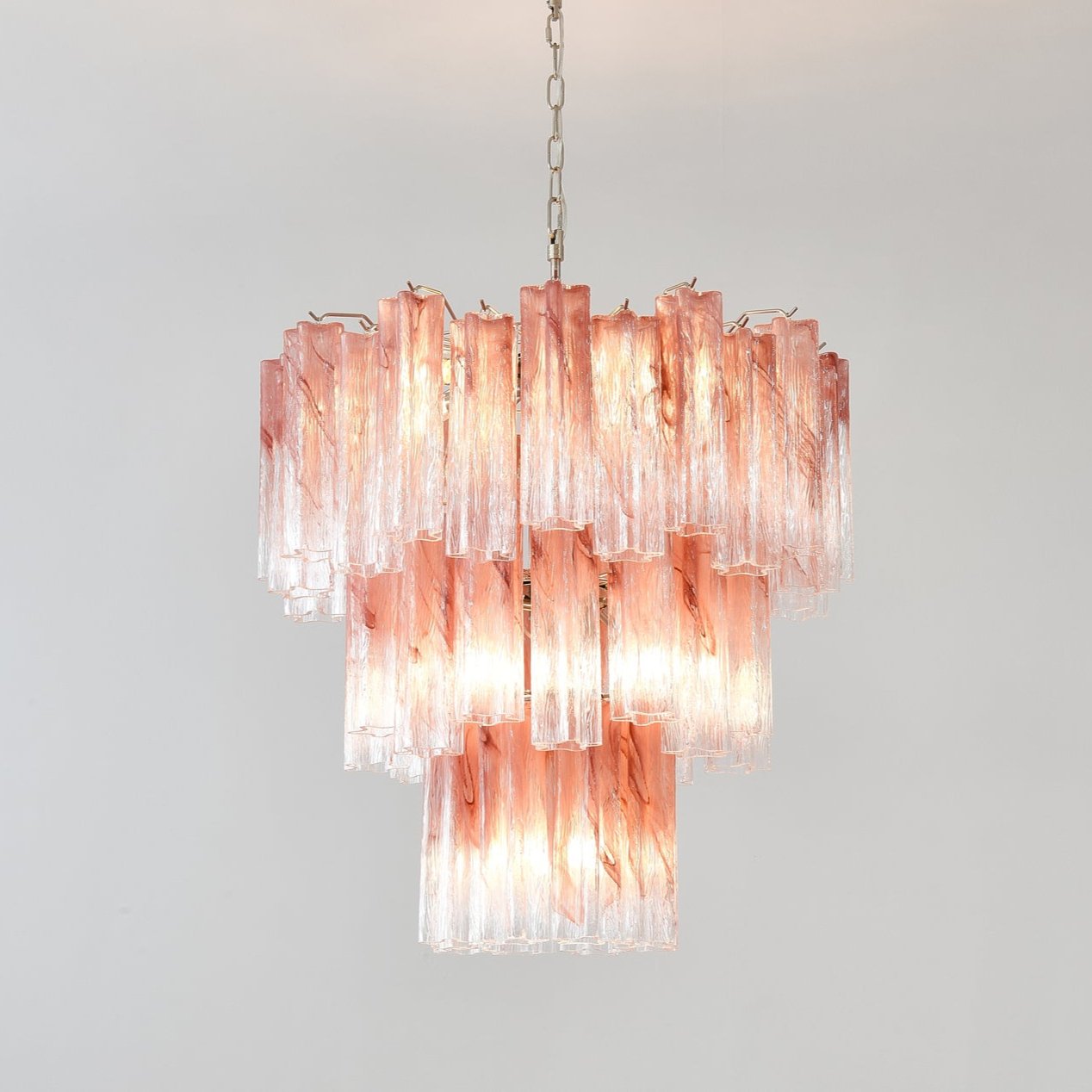 Pink Glass Tubes Chandelier