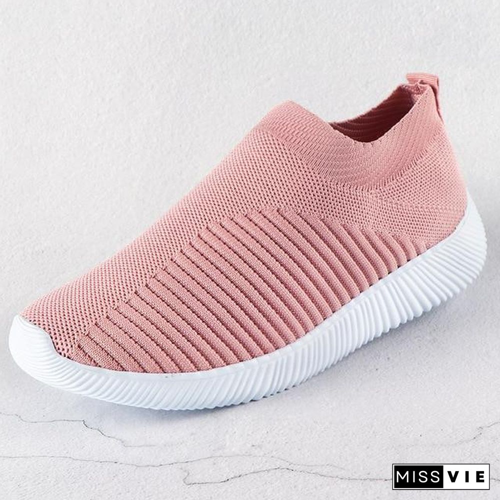 Women Sneakers Female knitted Vulcanized Shoes Casual Slip On Flats Ladies Sock Shoes