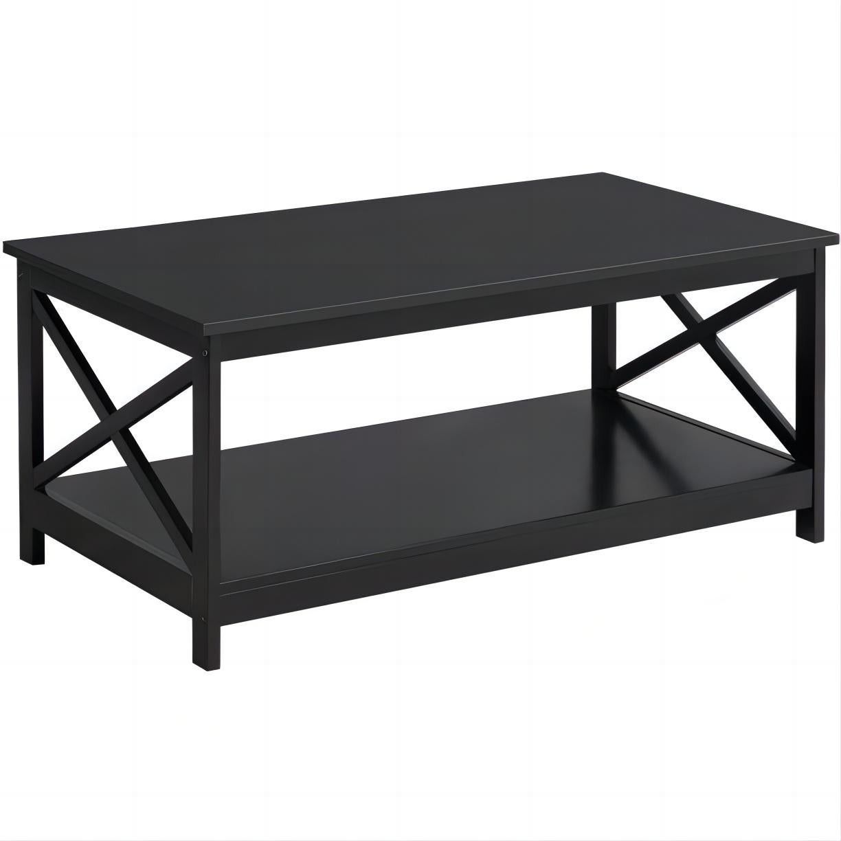 Coffee Table End Table with Storage Shelf，Black