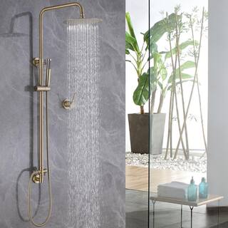 Tomfaucet 2-Spray Shower System with Hand Shower in Brushed Gold TFK0057BG