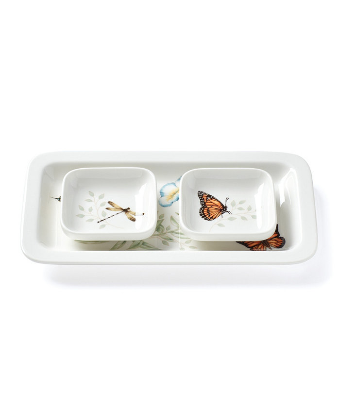 Lenox Butterfly Meadow 3 Piece Sushi Plate Bowls Set