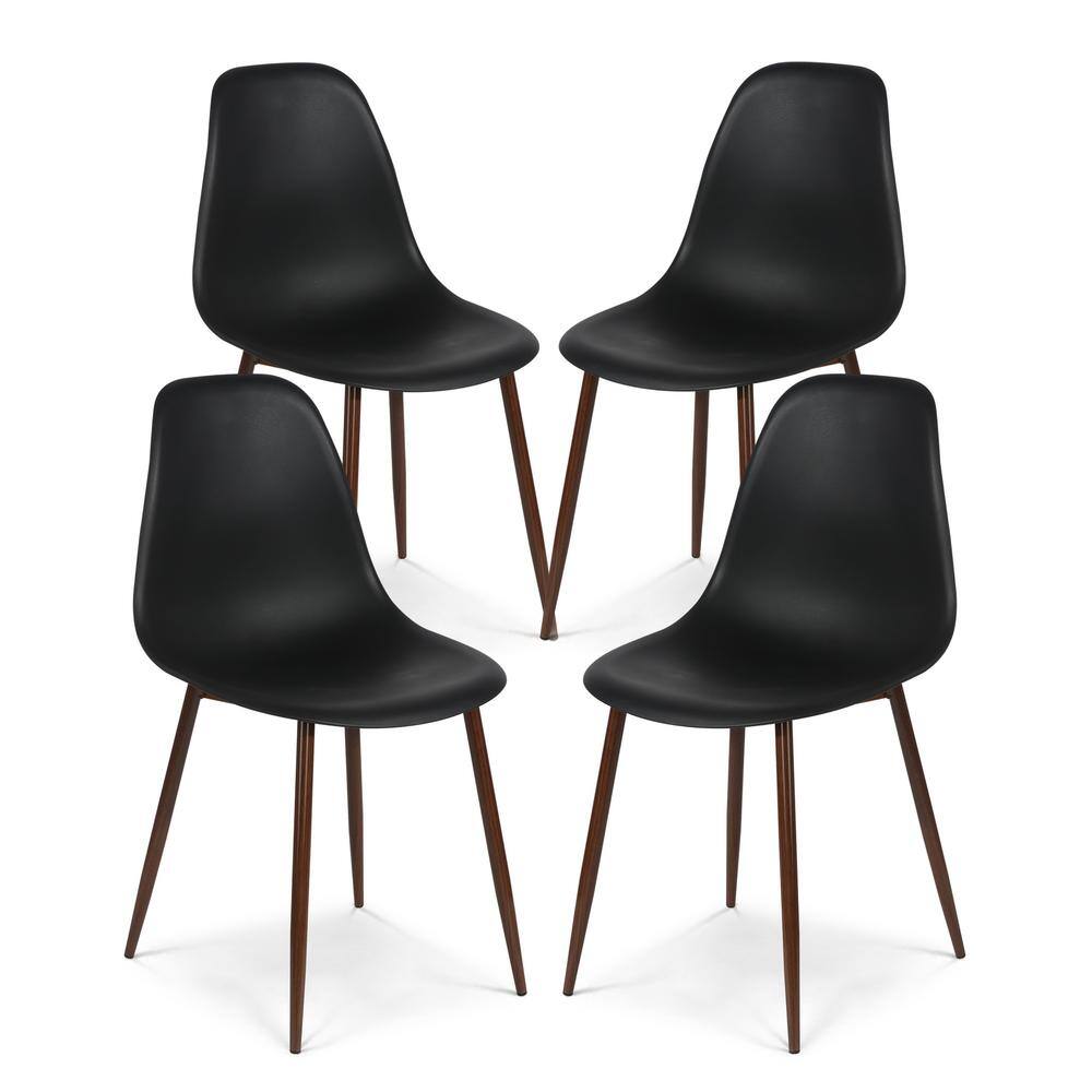 EDGEMOD Landon Black Sculpted Dining Chair (Set of 4) HD-374-BLK-W-X4