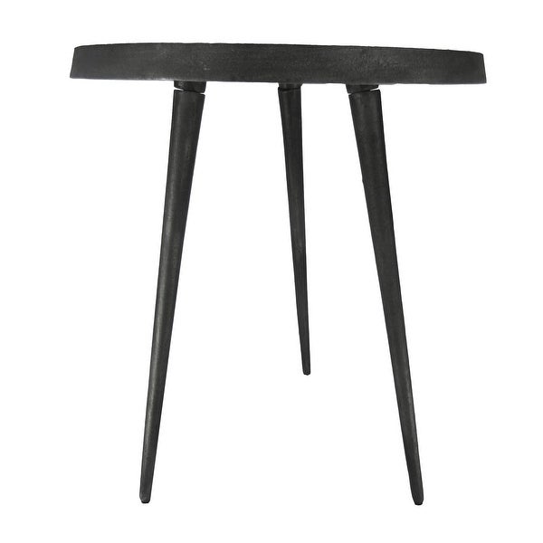 23 Inch Round Modern Minimalist Metal Side Table with Tripod Base， Charcoal Black