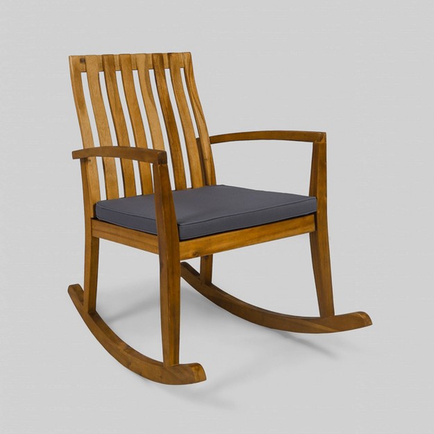 Colmena Acacia Patio Wood Rustic Rocking Chair Christopher Knight Home