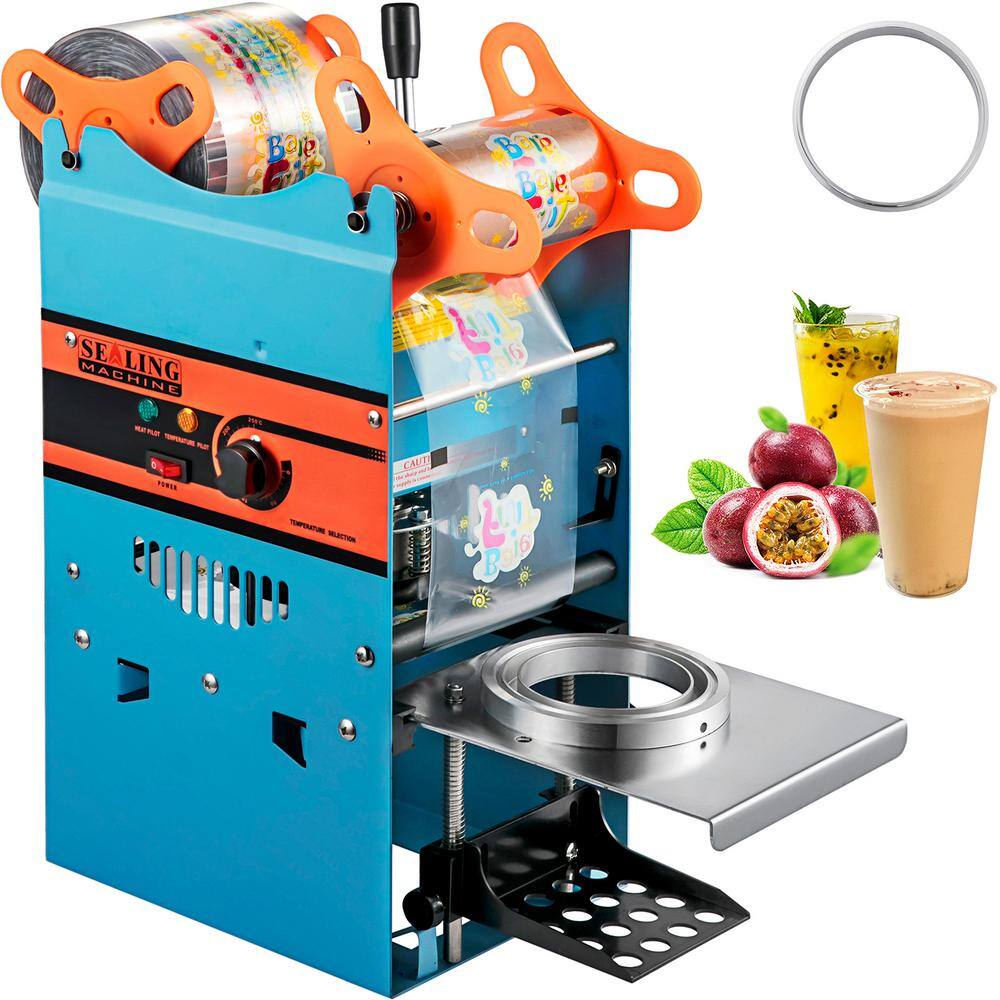 VEVOR Manual Tea Cup Sealer Machine 300-500 Cup per Hour 9095 mm Cup Diameter Boba Tea Sealing Machine for Restaurants Blue NFWY-802F110VPRA2V1