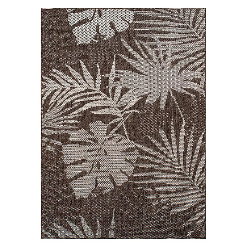 World Rug Gallery Contemporary Tropical Leaves Indoor/Outdoor Waterproof Patio Area Rug