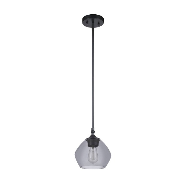 Harrow 1 light Matte Black Pendant Lighting With Smoked Glass Shade Globe Electric