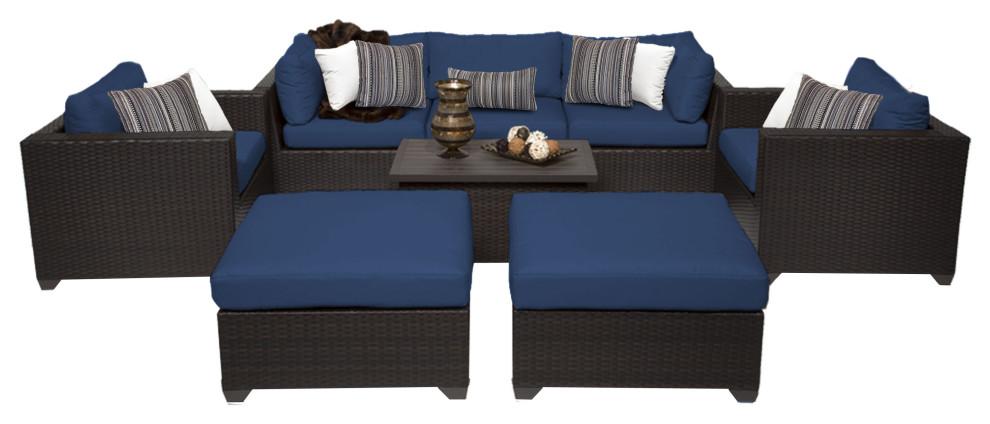 Belle 8 Piece Outdoor Wicker Patio Furniture Set 08a   Tropical   Outdoor Lounge Sets   by Homesquare  Houzz